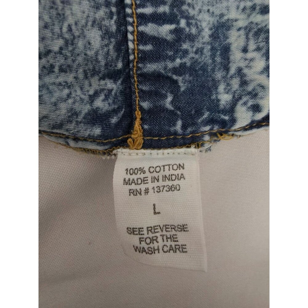 Live 4 Truth‎ Stone Wash Shirred Back Button Front Denim Bralette Cropped Top L - Picture 7 of 12